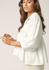 Coco Embroidered Blouse Top - White