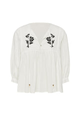 Coco Embroidered Blouse Top - White