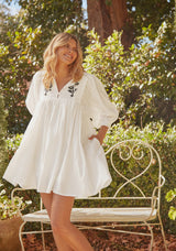 Coco Embroidered Blouse Mini Dress - White
