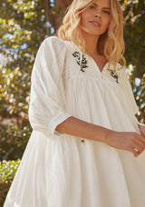 Coco Embroidered Blouse Mini Dress - White