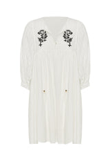 Coco Embroidered Blouse Mini Dress - White
