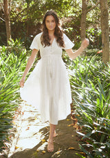 Ella High-Low Hem Maxi Dress - White