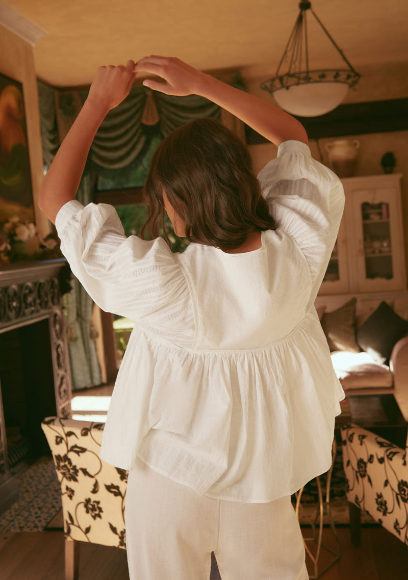 Coco Embroidered Blouse Top - White