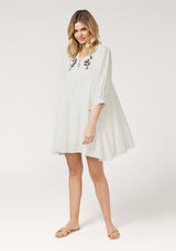 Coco Embroidered Blouse Mini Dress - White