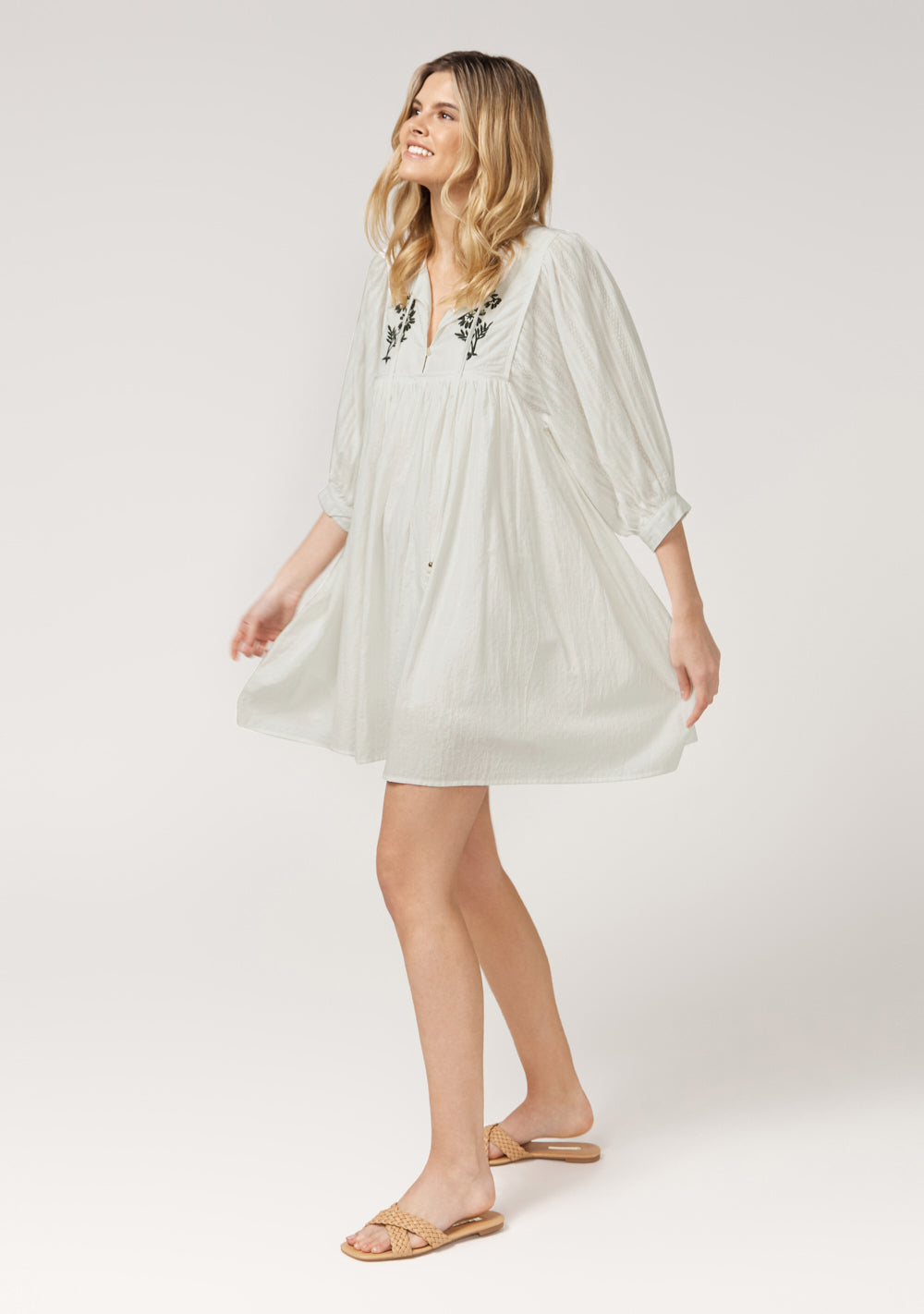COCO EMBROIDERED BOHO MINI DRESS - WHITE | Byiris