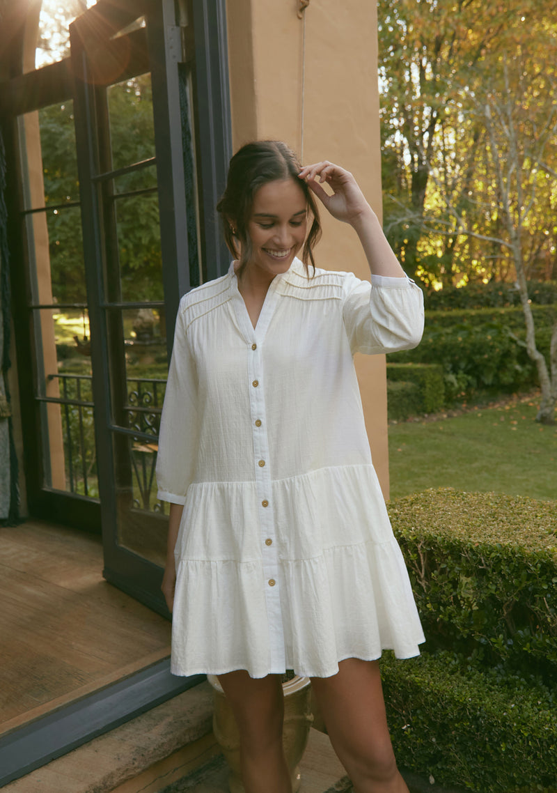 Elise Mini Baby Doll Dress - White