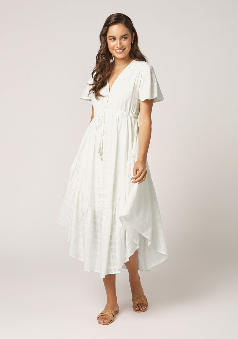 ELLA HIGH-LOW HEM BOHO MAXI DRESS - WHITE