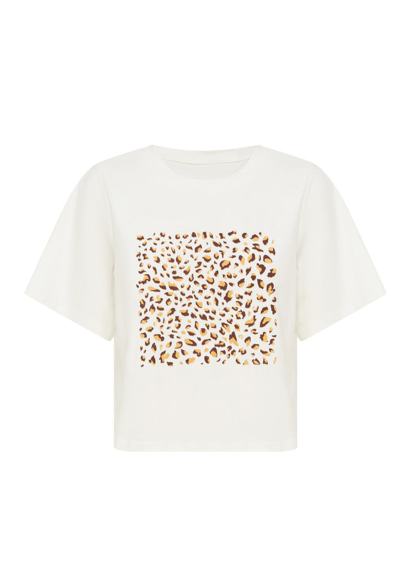 Susie Leopard Tee - White